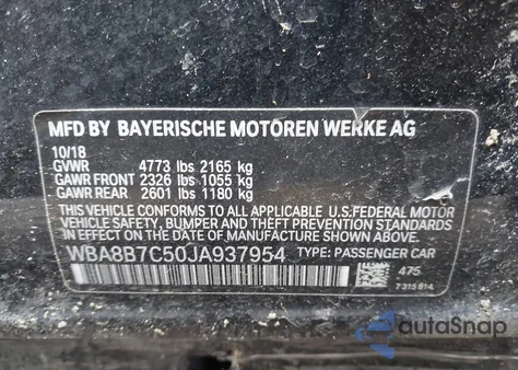 2018 BMW 340I xDrive z USA, uszkodzony, nr VIN WBA8B7C50JA937954